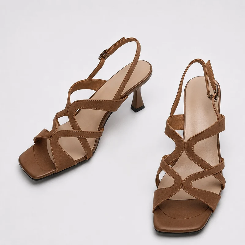 Metallic Gold Leather Flat Sandals