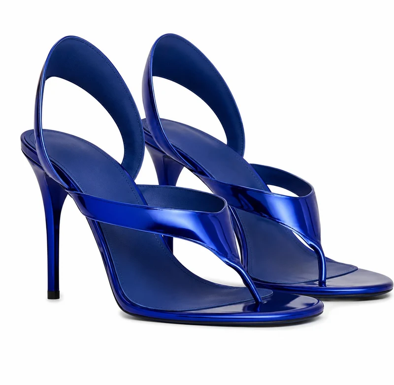 Metallic High Heel Sandals with Modern Design