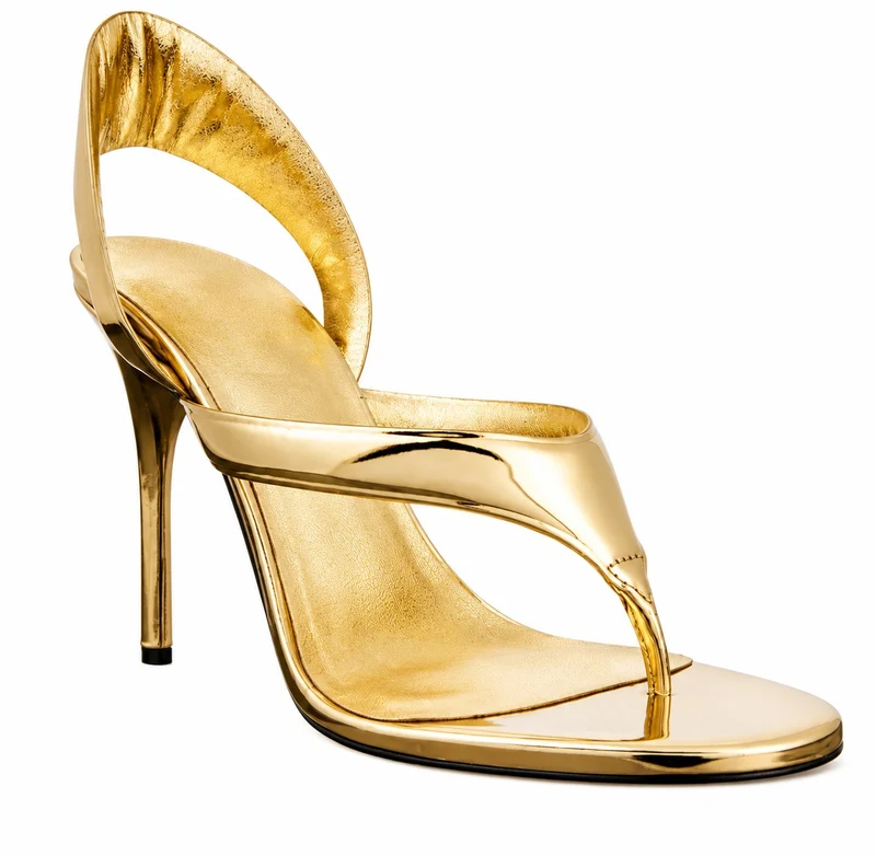 Metallic High Heel Sandals with Modern Design