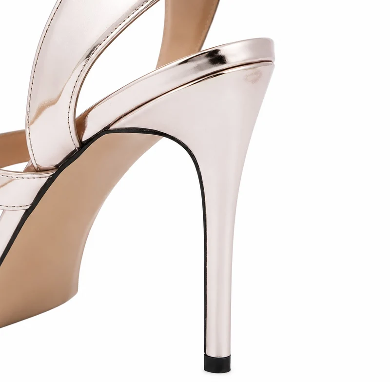 Metallic High Heel Sandals with Modern Design