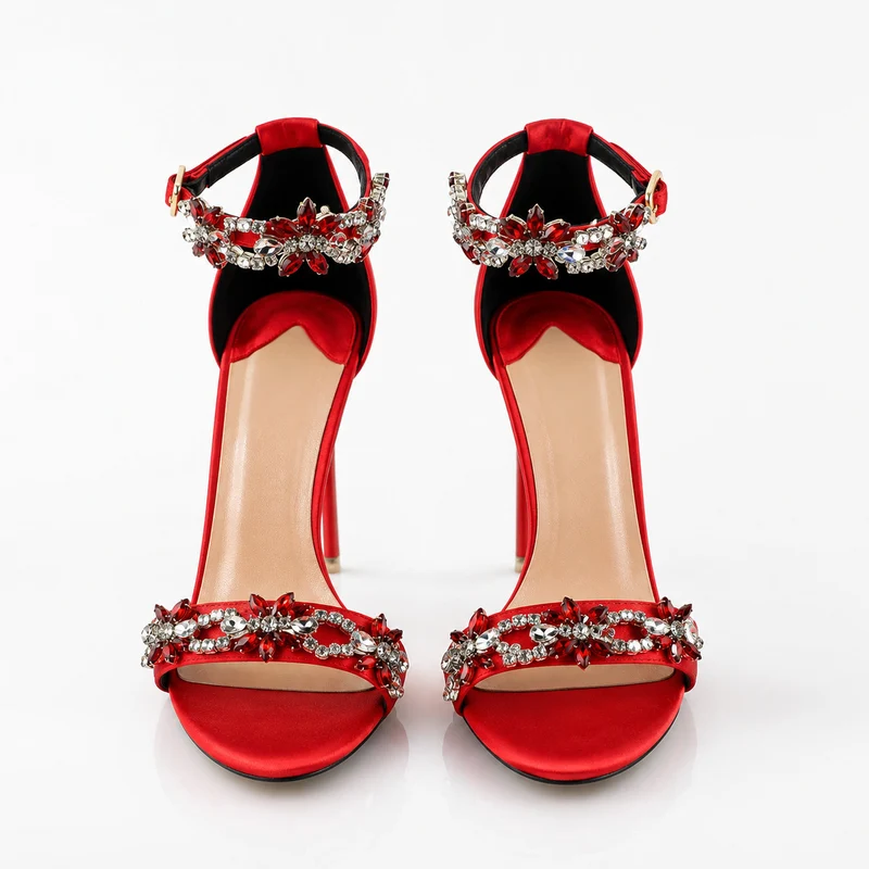 Elegant Stiletto Sandals with Sparkling Rhinestones