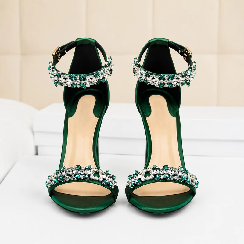 Elegant Stiletto Sandals with Sparkling Rhinestones
