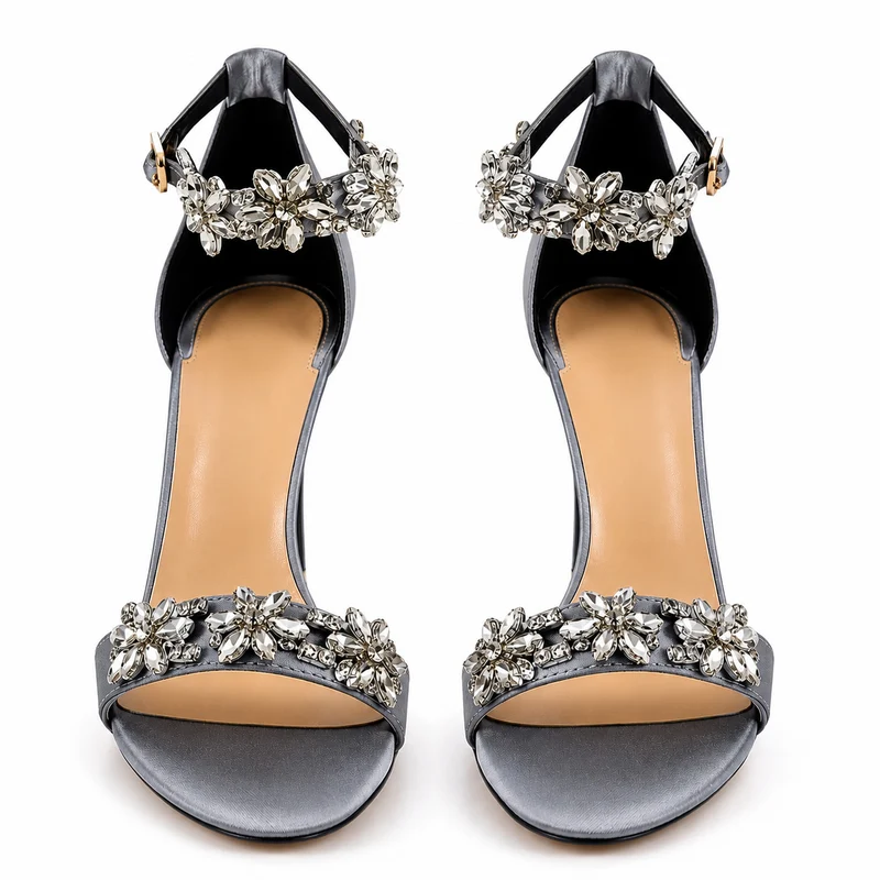 Elegant Stiletto Sandals with Sparkling Rhinestones