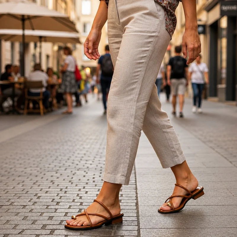 Minimalist Flat Sandals with Interlocking Straps