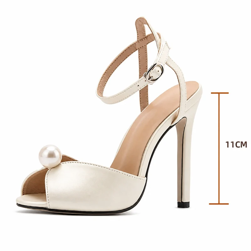 Chic Women's Satin Sandals with Refined Pearl Detail