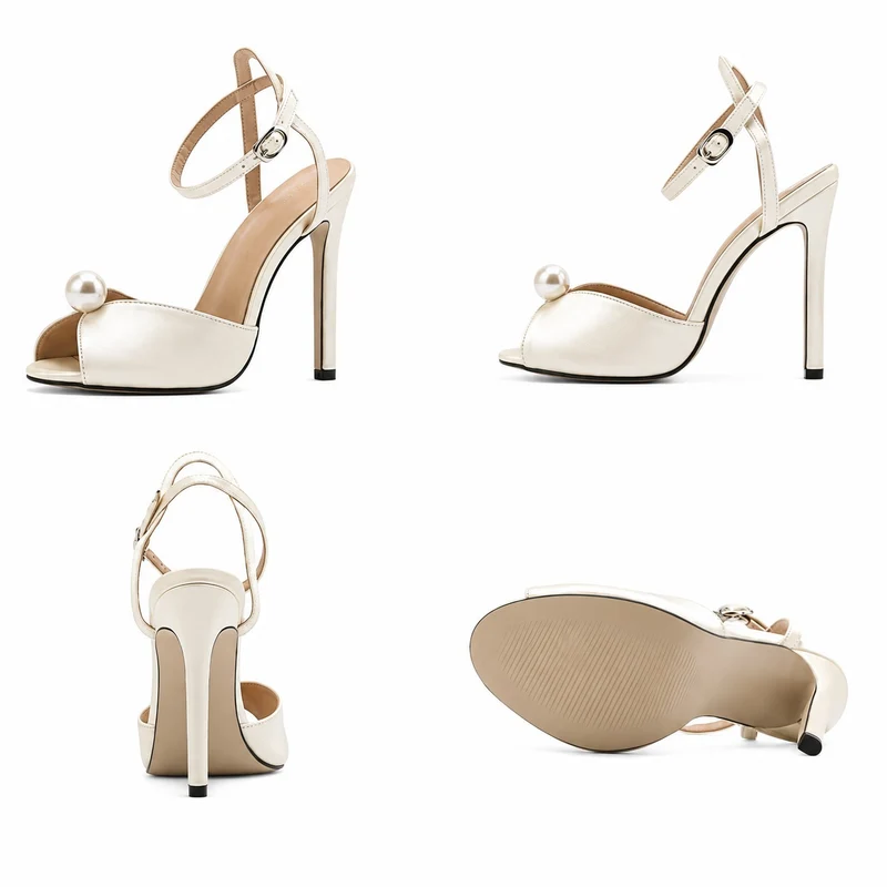 Chic Women's Satin Sandals with Refined Pearl Detail