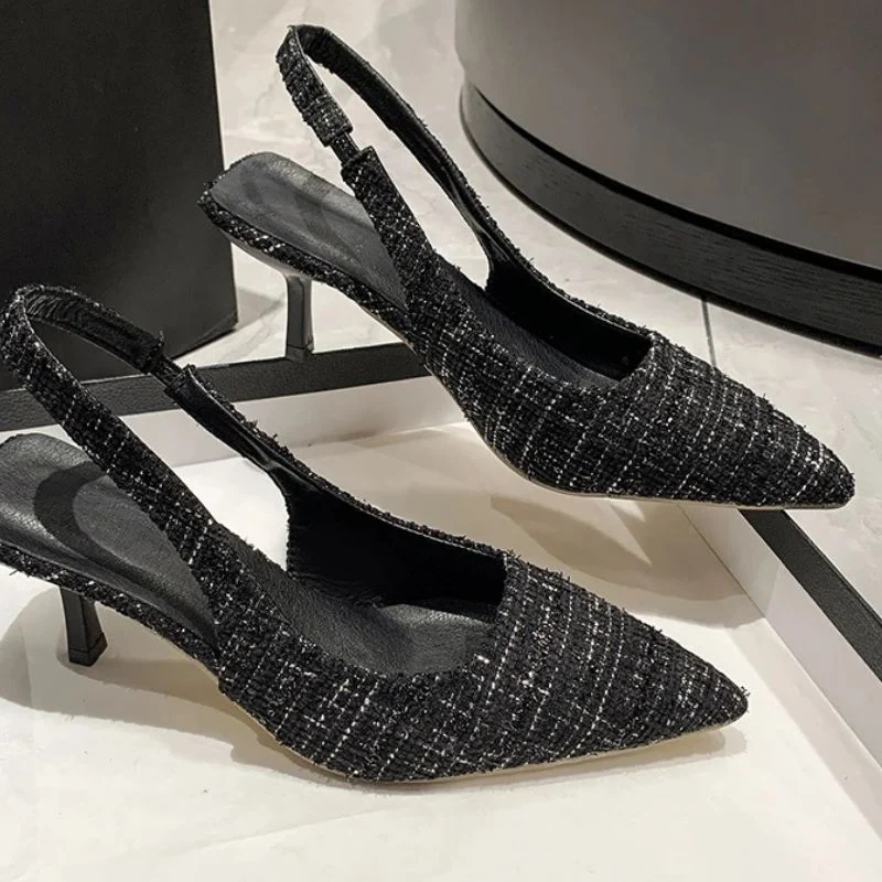 Chic Pointed Toe Stiletto Heel Slingback Sandals
