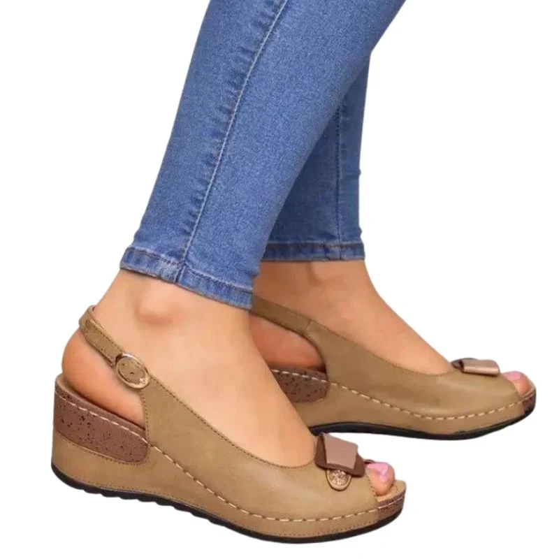 Women's Wedge Sandals with Back Strap and Comfort