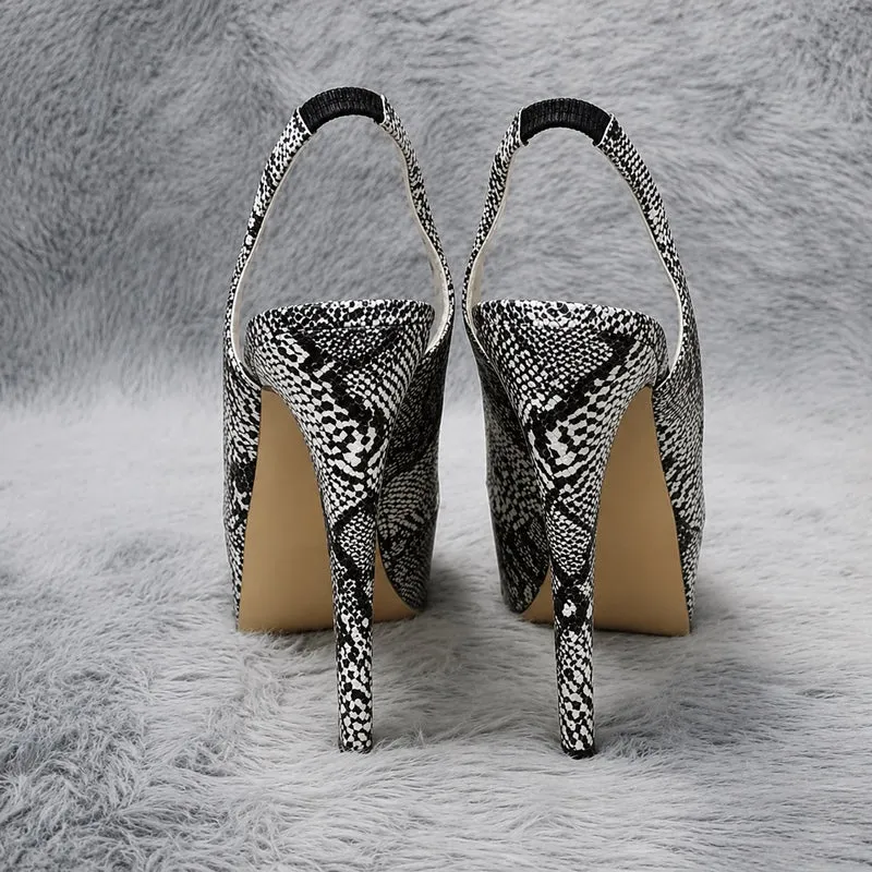 Chic Snake Print Platform High Heel Sandals