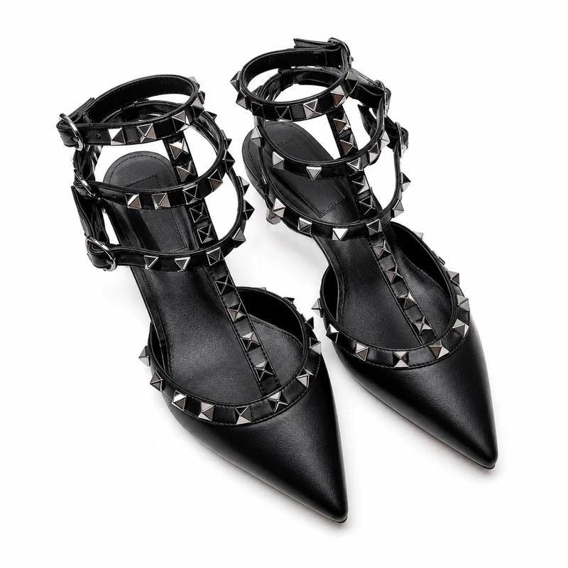 Punk Chic Style Stiletto Sandals with Metal Studs