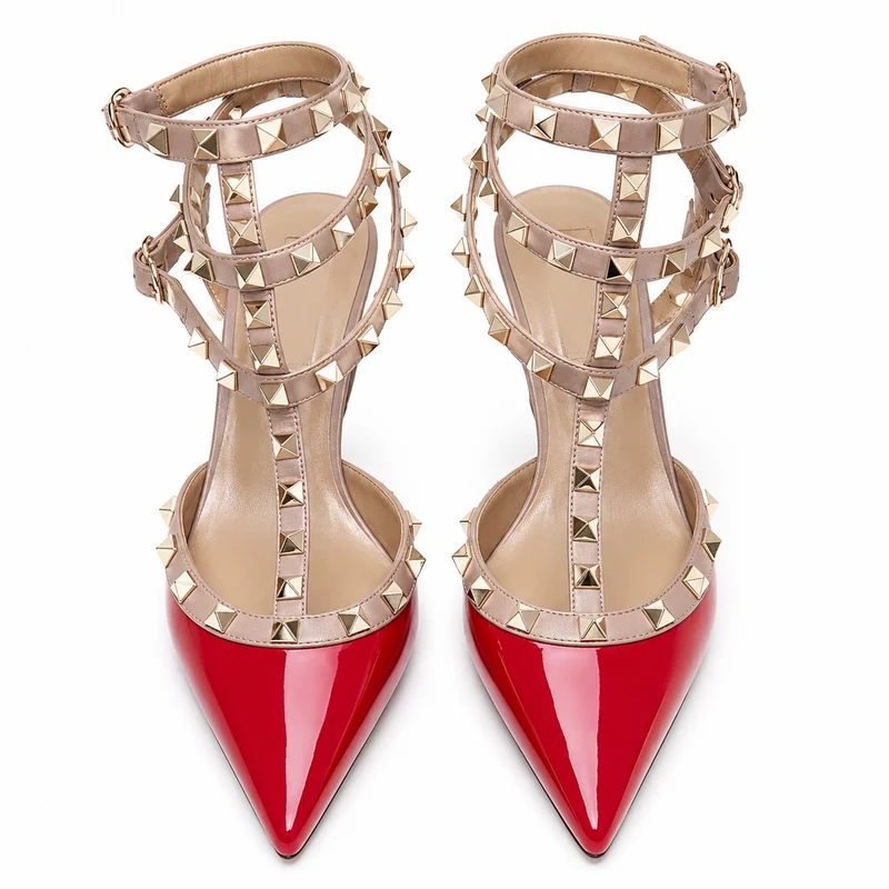Punk Chic Style Stiletto Sandals with Metal Studs