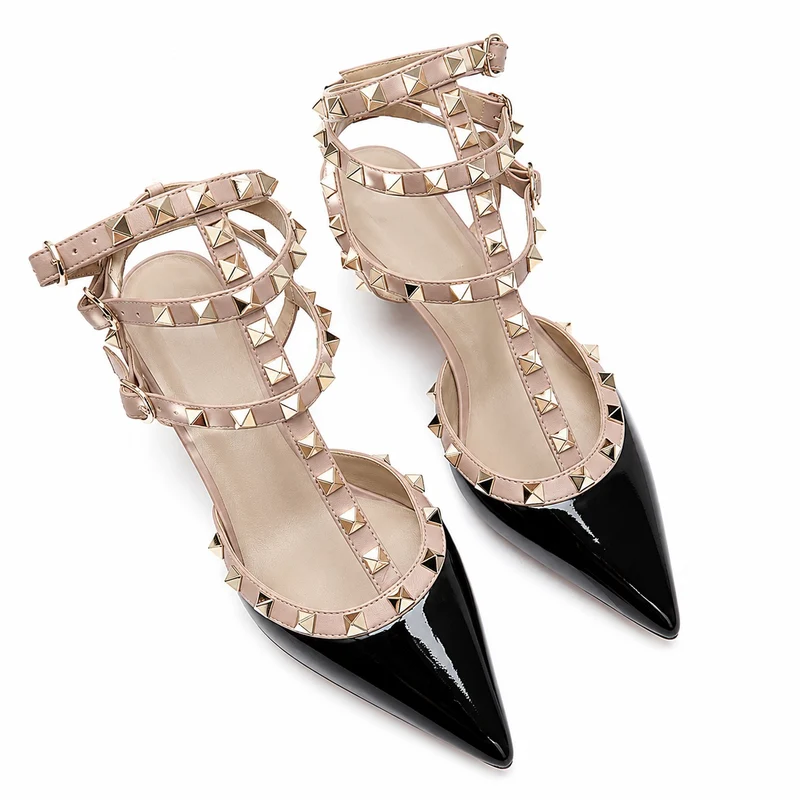 Punk Chic Style Stiletto Sandals with Metal Studs
