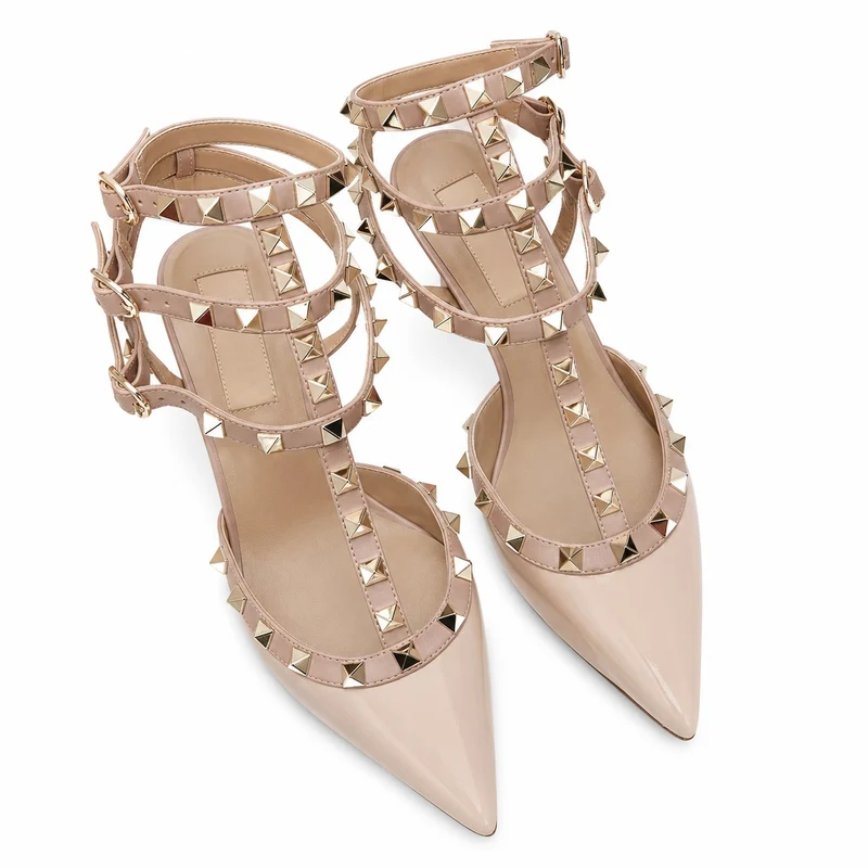Punk Chic Style Stiletto Sandals with Metal Studs