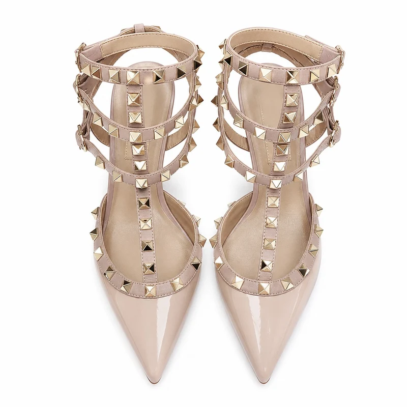 Punk Chic Style Stiletto Sandals with Metal Studs