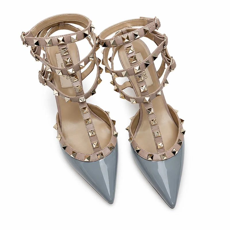 Punk Chic Style Stiletto Sandals with Metal Studs