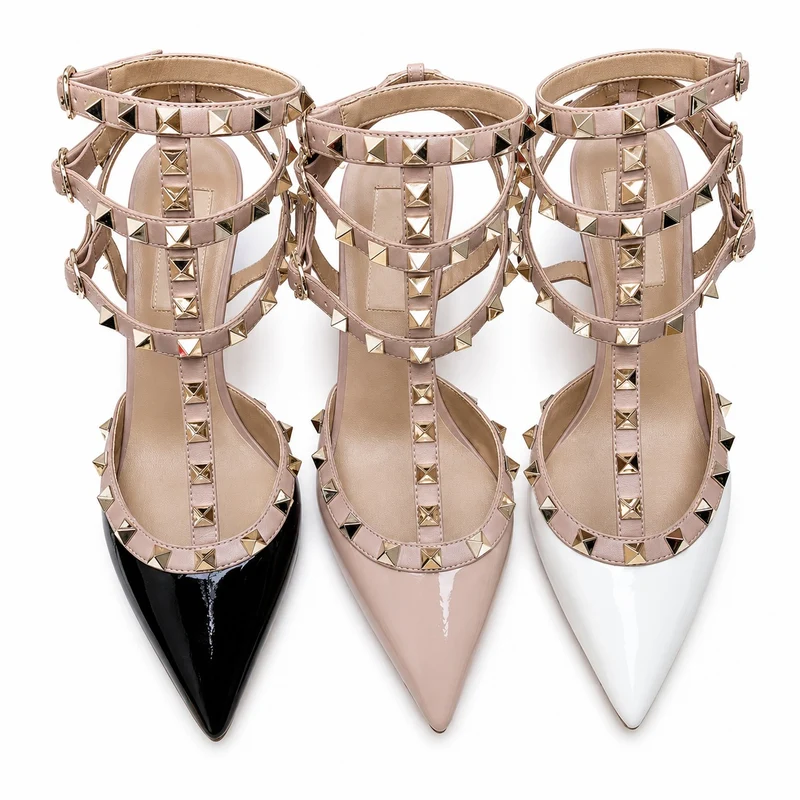 Punk Chic Style Stiletto Sandals with Metal Studs