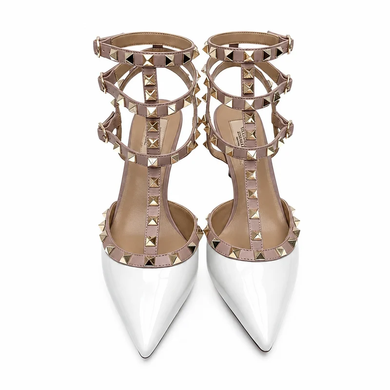 Punk Chic Style Stiletto Sandals with Metal Studs