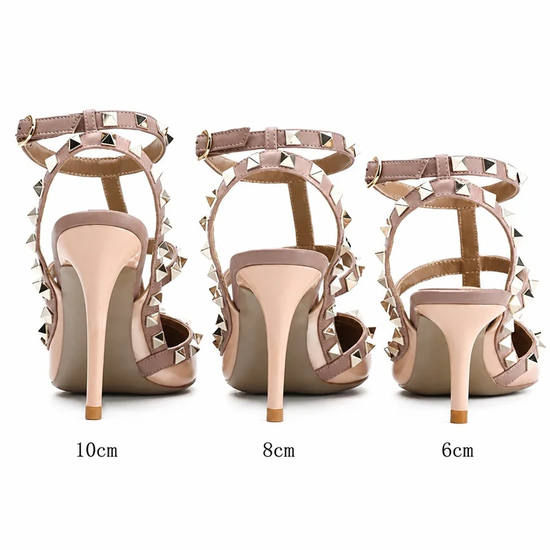 Punk Chic Style Stiletto Sandals with Metal Studs