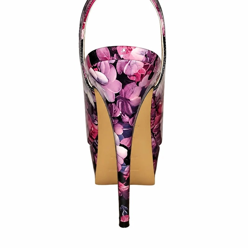 Elegant Floral Pattern High Heel Platform Sandals