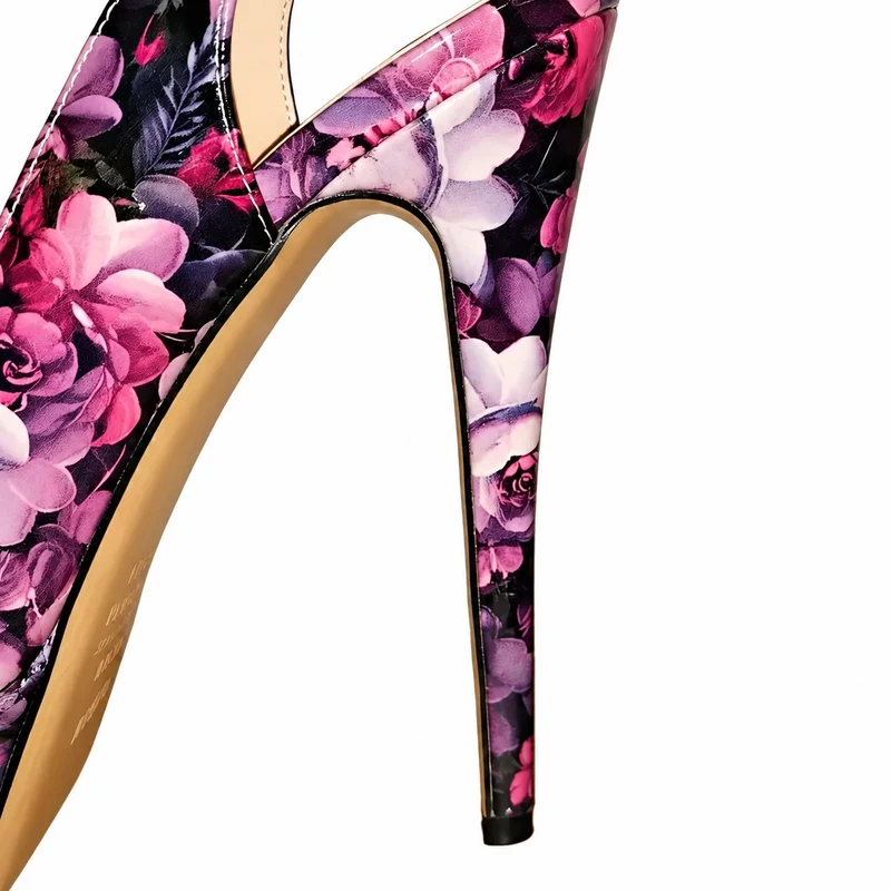 Elegant Floral Pattern High Heel Platform Sandals