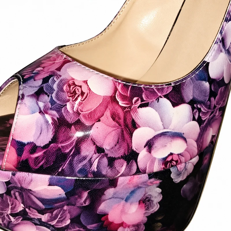 Elegant Floral Pattern High Heel Platform Sandals