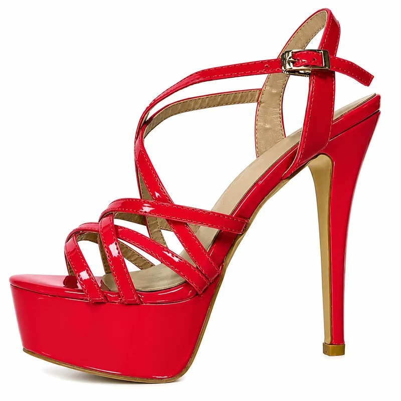 Platform High Heel Sandals with Ankle Straps