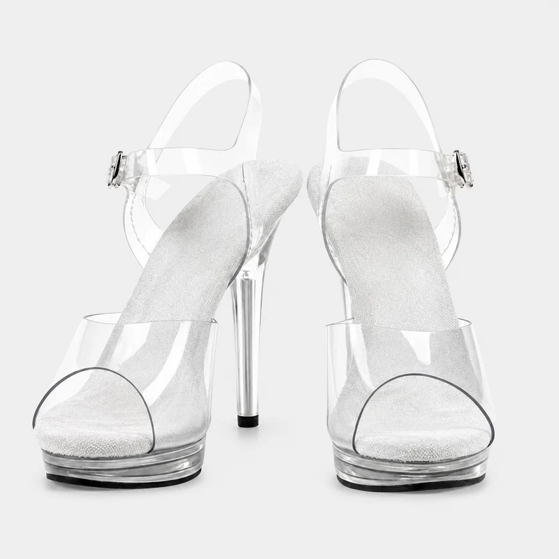 Crystal Effect Transparent Stiletto Sandals