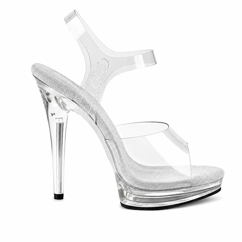 Crystal Effect Transparent Stiletto Sandals