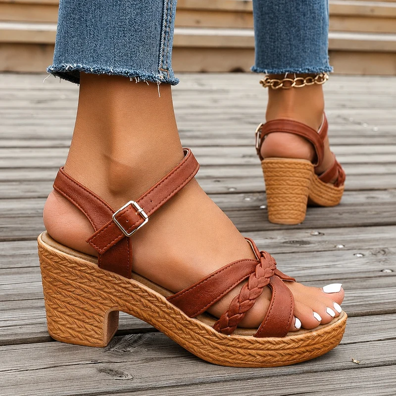 Women's Sandals with Chunky Heels - Chic Summer Style
