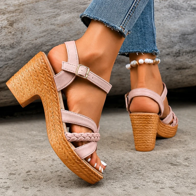 Women's Sandals with Chunky Heels - Chic Summer Style