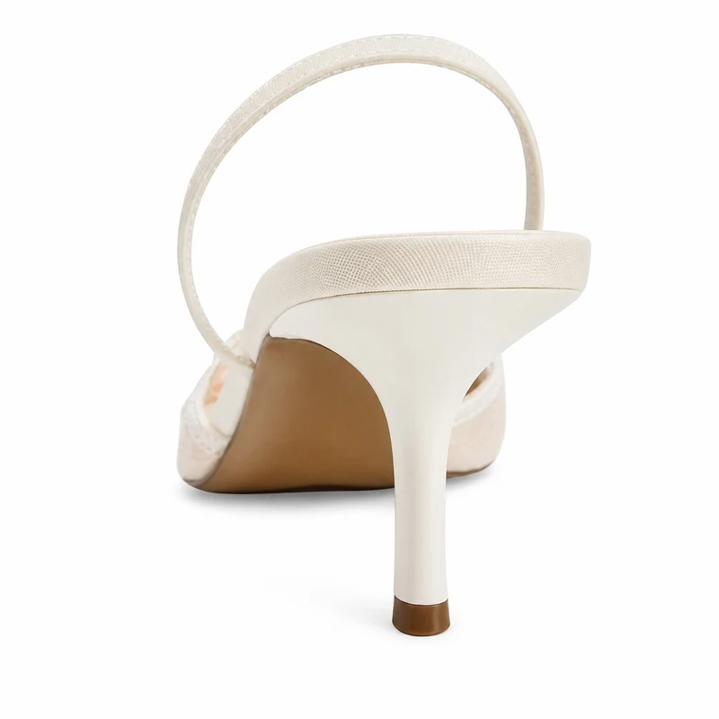 Embroidered White Heeled Sandals