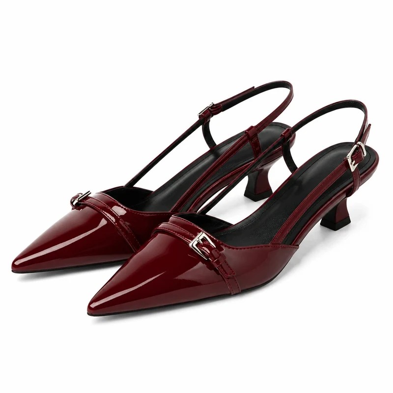 Elegant Patent Leather Heeled Sandals with Pointed Toe