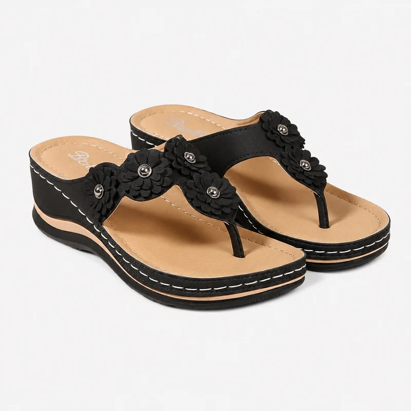 Women's Flip Flops with Chic and Lightweight Floral Embossed Design