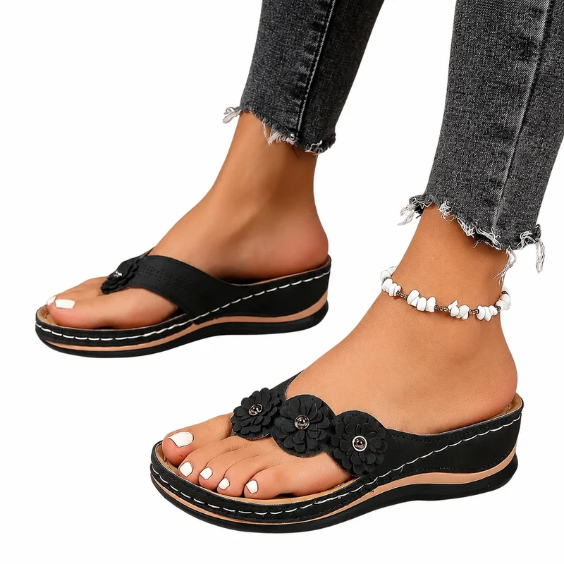 Women's Flip Flops with Chic and Lightweight Floral Embossed Design