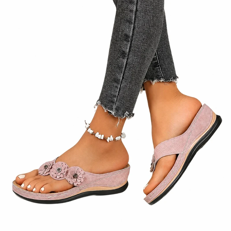 Women's Flip Flops with Chic and Lightweight Floral Embossed Design