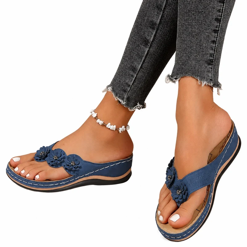 Women's Flip Flops with Chic and Lightweight Floral Embossed Design