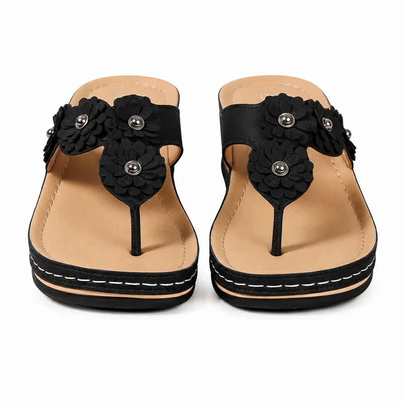 Women's Flip Flops with Chic and Lightweight Floral Embossed Design
