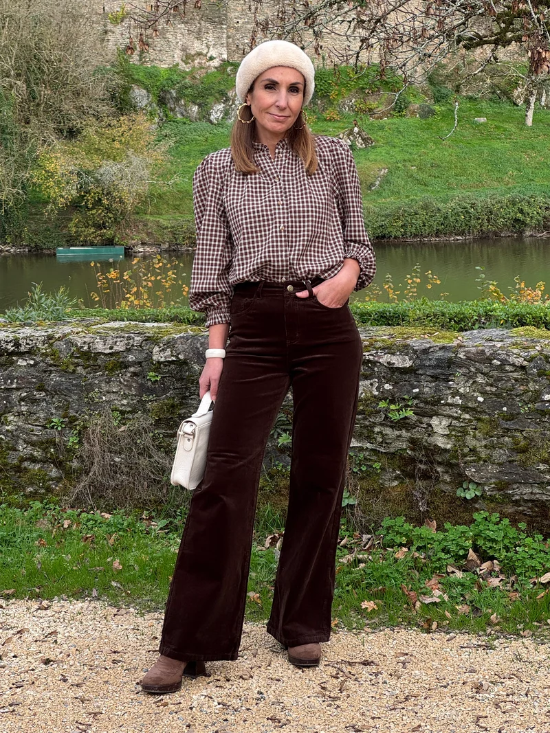 Chemise vichy marron et beige AVELINE In april 1986