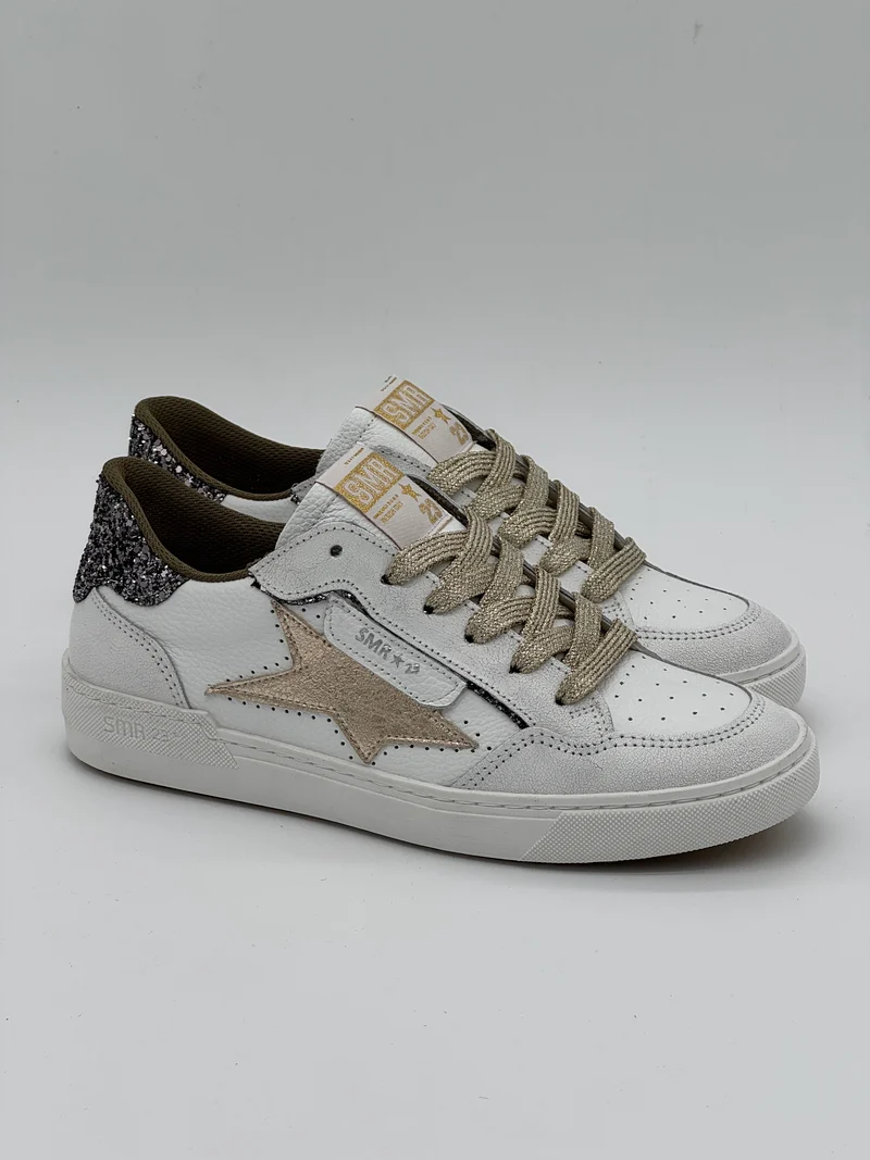 Basket blanc doré paillettes bronze ALE E450 Semerdjian