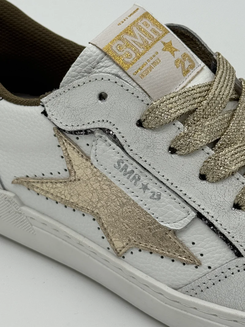Basket blanc doré paillettes bronze ALE E450 Semerdjian
