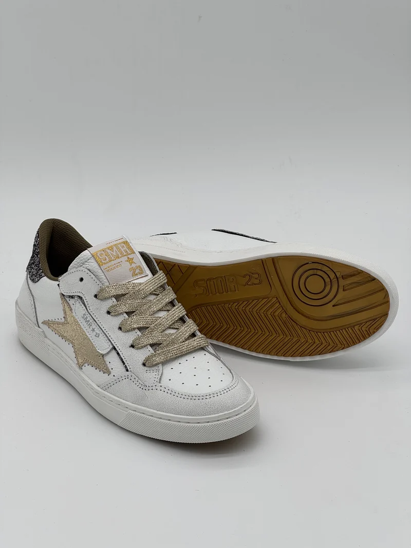 Basket blanc doré paillettes bronze ALE E450 Semerdjian