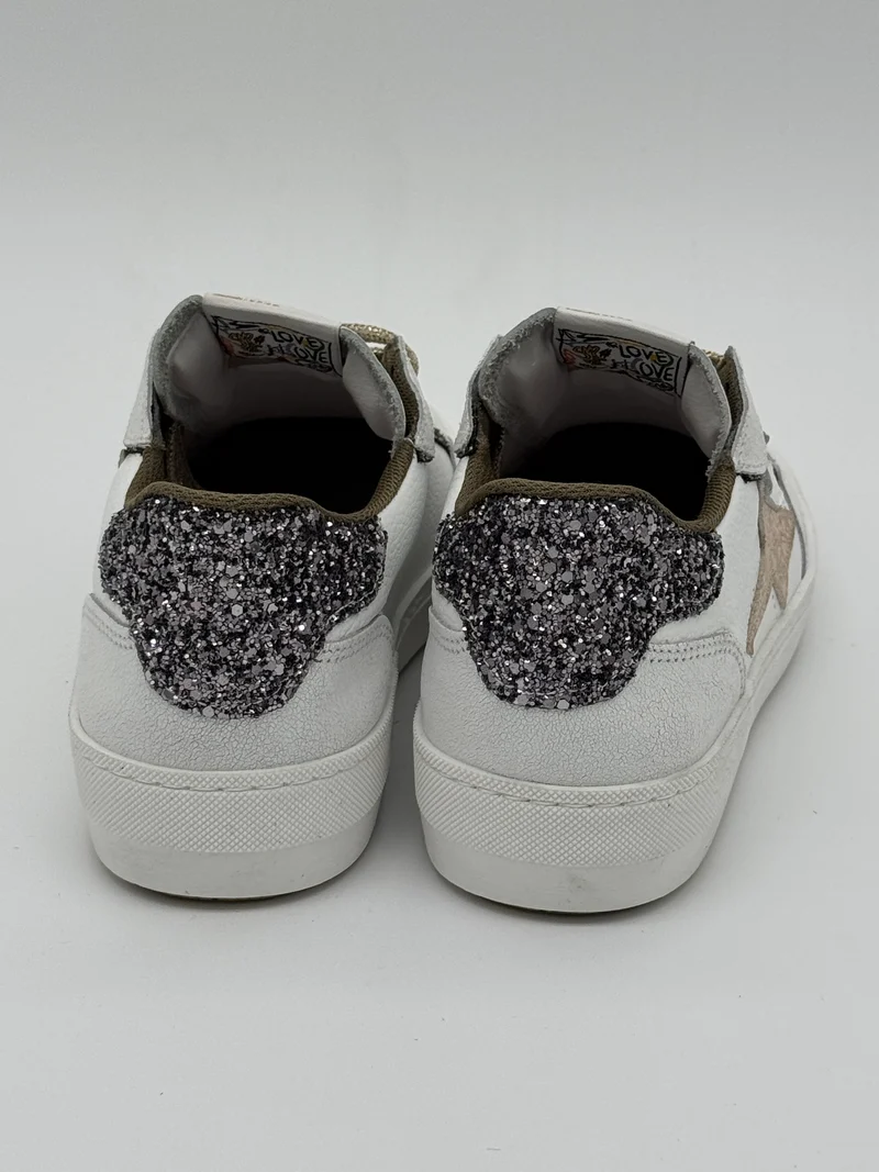 Basket blanc doré paillettes bronze ALE E450 Semerdjian