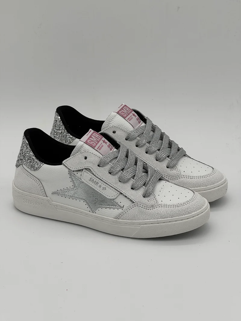 Basket blanc paillettes argentées ALE E451 Semerdjian