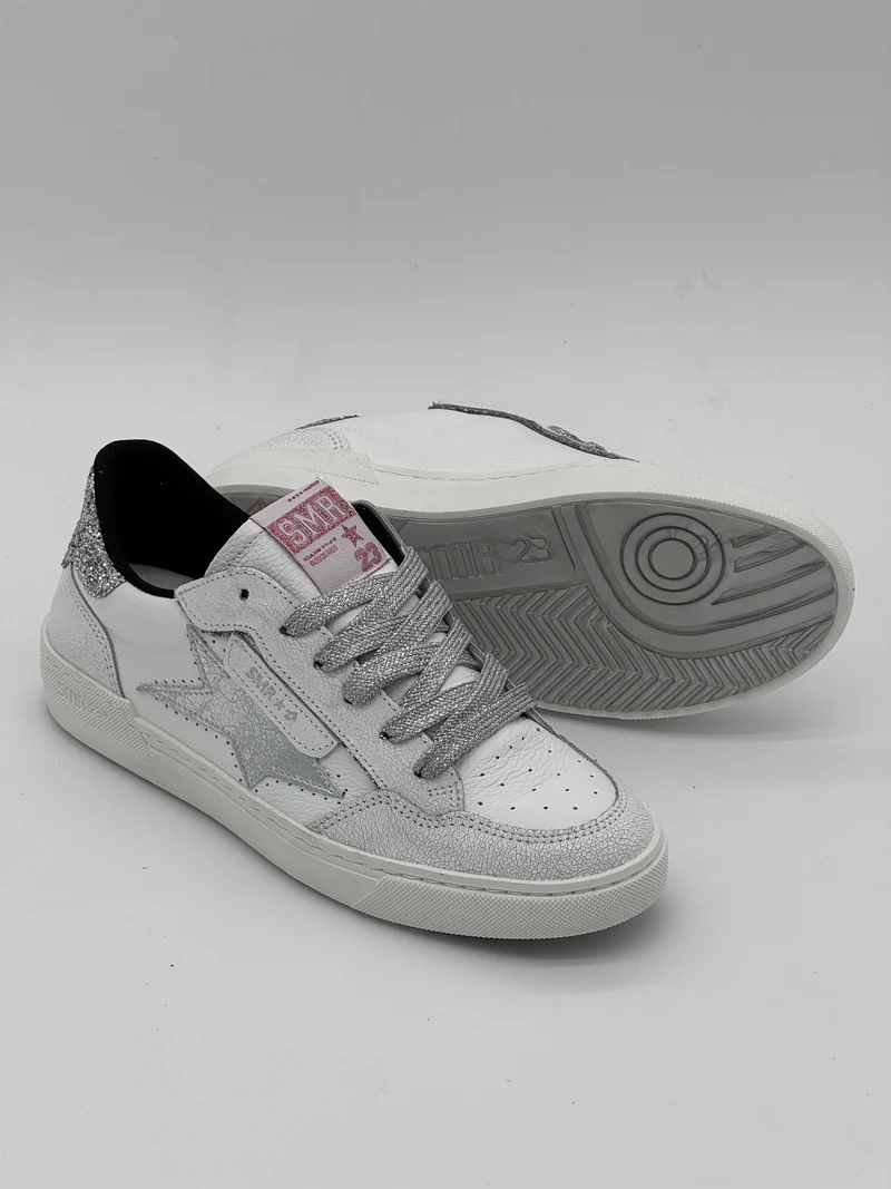 Basket blanc paillettes argentées ALE E451 Semerdjian