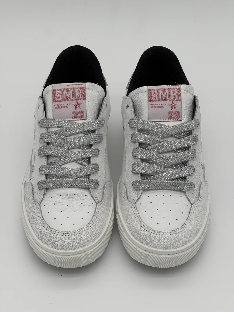 Basket blanc paillettes argentées ALE E451 Semerdjian