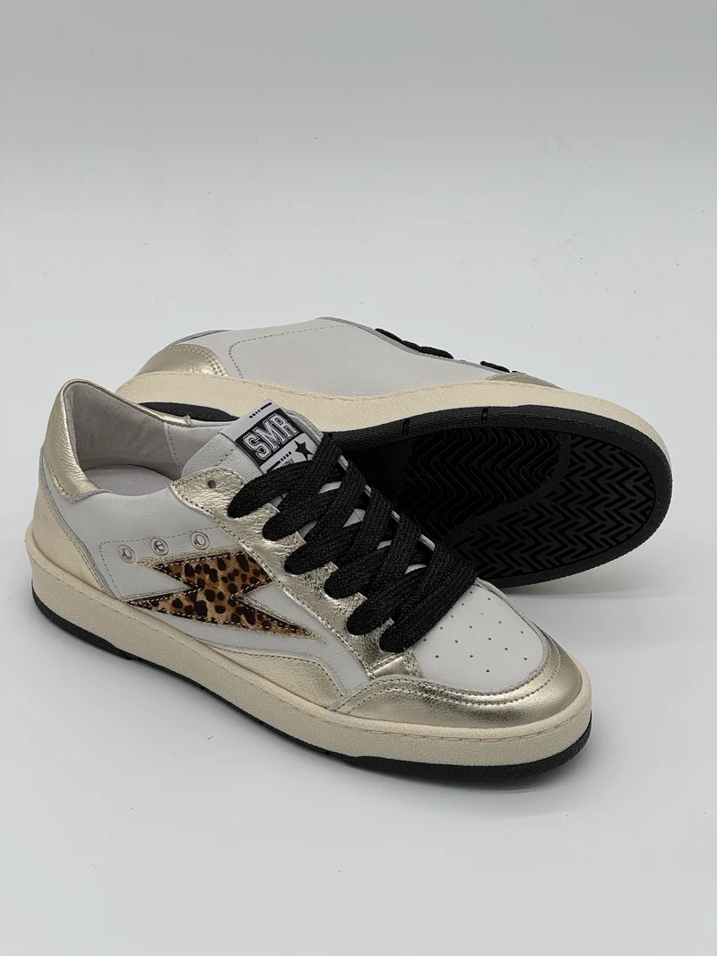 Basket blanc dorés léopard DANY C838 Semerdjian