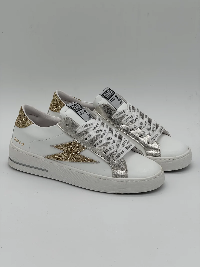 Basket blanc paillettes dorées MAYA C785 Semerdjian