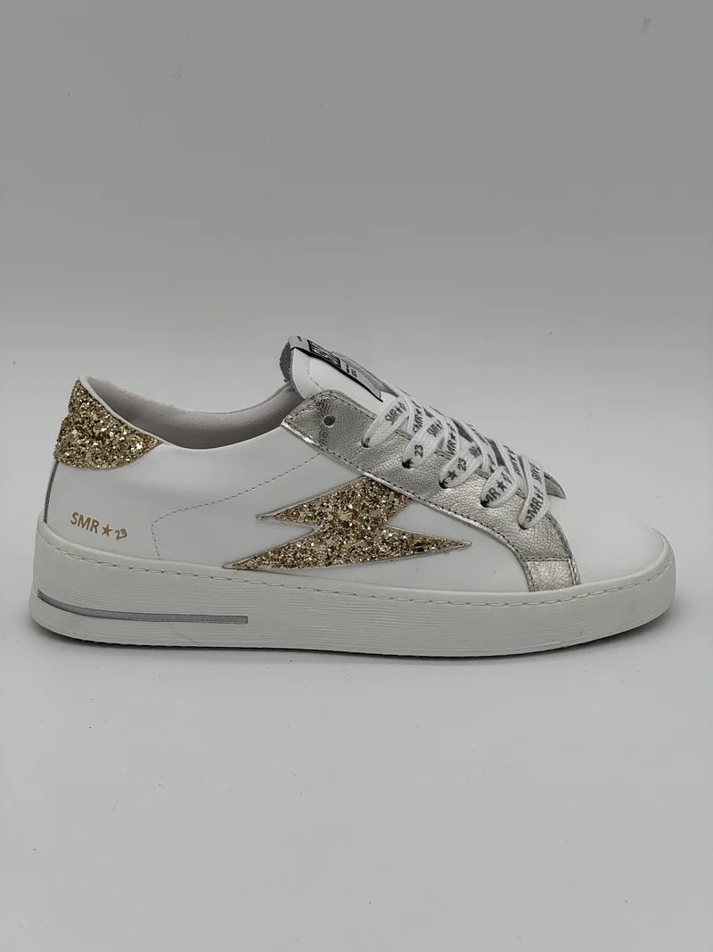 Basket blanc paillettes dorées MAYA C785 Semerdjian