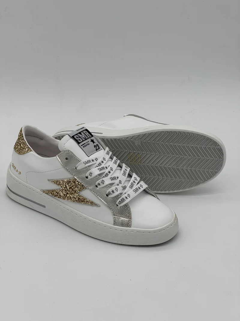 Basket blanc paillettes dorées MAYA C785 Semerdjian