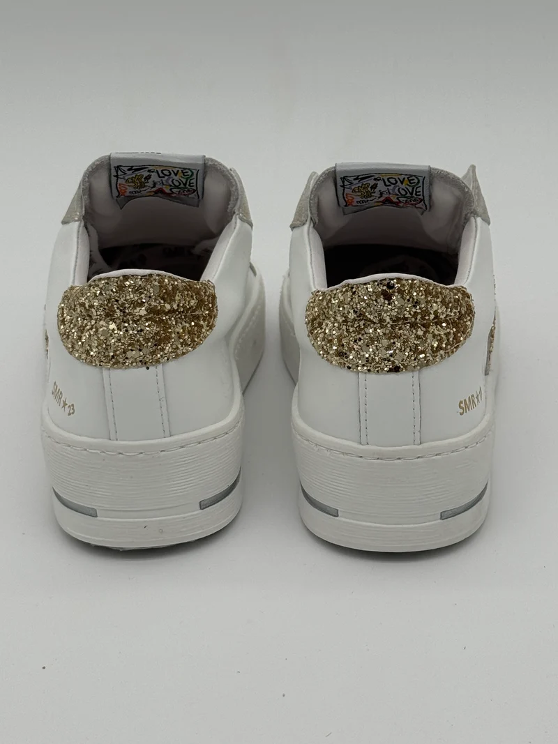 Basket blanc paillettes dorées MAYA C785 Semerdjian